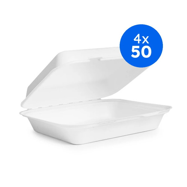 VEGWARE - BOITE LUNCH BAGASSE BLANC COMPOSTABLE 23x20CM x50