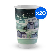 VEGWARE - GOBELET NOEL KRAFT DOUBLE PAROI 16OZ Ø89MM x20 LOGO REGLEMENTAIRE