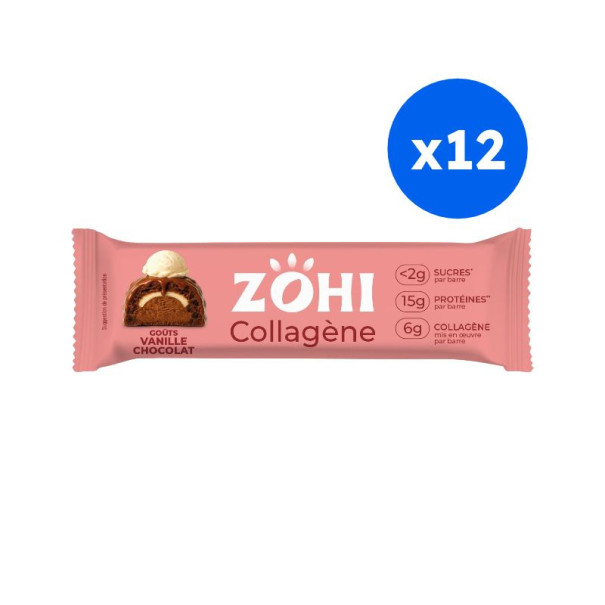 Zohi - Barre collagène vanille chocolat 50 g x12 - Grossiste Delidrinks